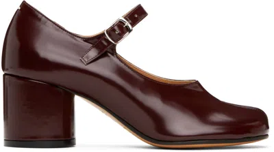 Maison Margiela Burgundy Tabi Leather Heels In H8395 Bordeaux