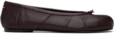 Maison Margiela Burgundy Tabi New Ballerina Flats In Brown