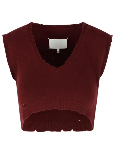 Maison Margiela Burgundy Virgin Wool Vest