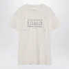 Maison Margiela Butter Coloured T-shirt With Logo Print In Neutral