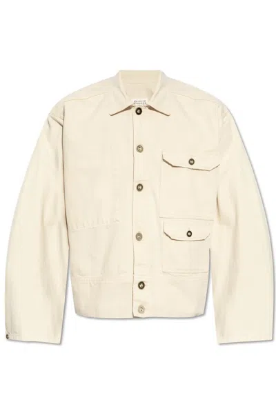 Maison Margiela Denim Shirt Jacket In Beige