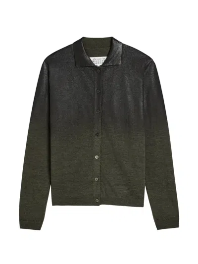 Maison Margiela Button Collar Cardigan In Green