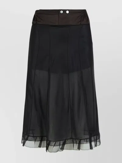 Maison Margiela Button Detail Layered Hem Skirt In Black