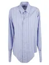 Maison Margiela Tailored White Cotton Long-sleeved Shirt With Structured Collar In Blue