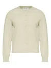 Maison Margiela Wool Buttoned Crew Neck Cardigan In Green