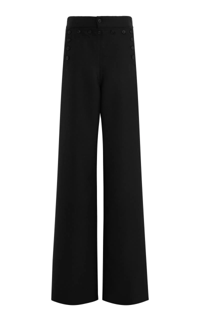 Maison Margiela Button-lined Wool-mohair Wide-leg Pants In Black