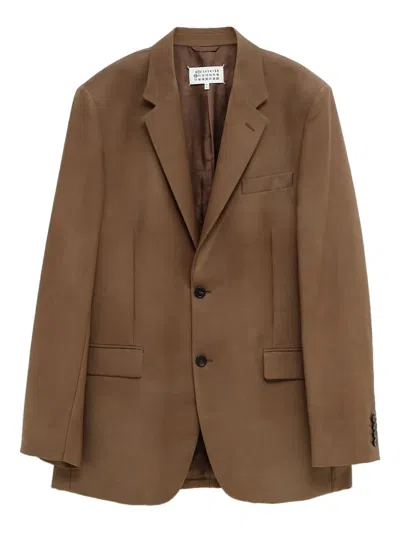 Maison Margiela Button Single-breasted Jacket In Brown