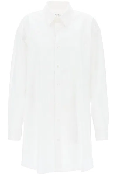 Maison Margiela Button-up Mini Shirt Dress In Optic White (white)
