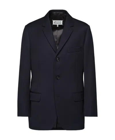Maison Margiela Button-up Virgin Wool Blazer In Black