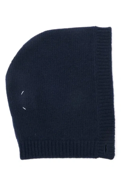 Maison Margiela Button Virgin Wool Knit Hood In Blue