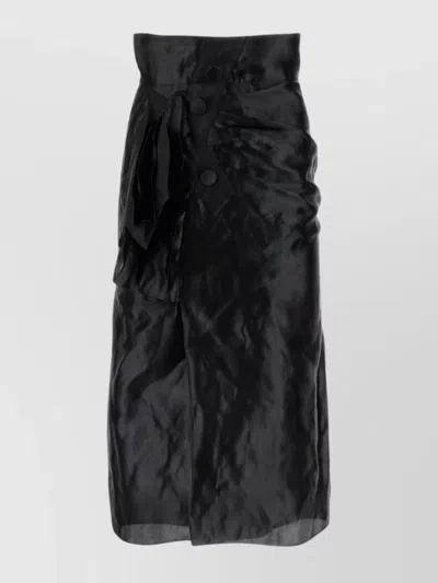 Maison Margiela Bow-detail Pencil Midi Skirt In Black