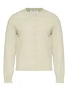 Maison Margiela Wool Buttoned Crew Neck Cardigan In Green