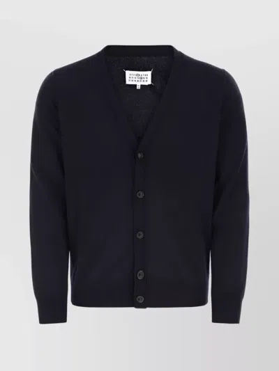 Maison Margiela Buttoned Cashmere Knit Cardigan In Blue