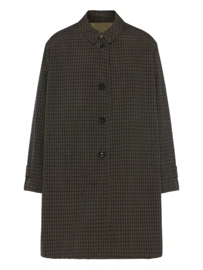 Maison Margiela Buttoned Check Trench Coat In Brown
