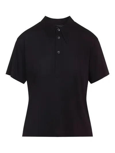 Maison Margiela Polo Shirt With Short Sleeves And Straight Hem In Black