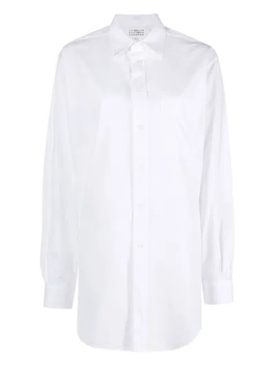 Maison Margiela Relaxed Fit White Shirt With Pointed Collar And Curved Hem