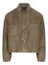 Maison Margiela Buttoned Corduroy Jacket Flap Pockets In Green