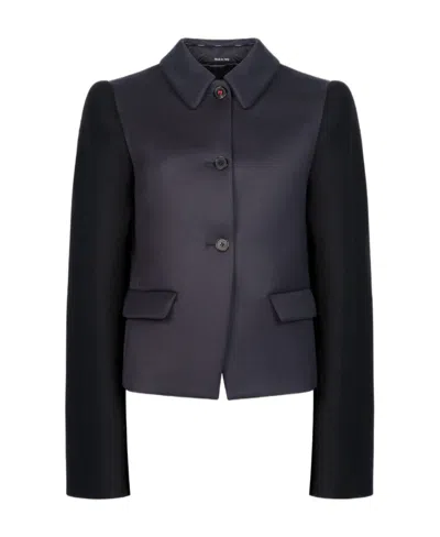 Maison Margiela Buttoned-up Wool Jacket In Black