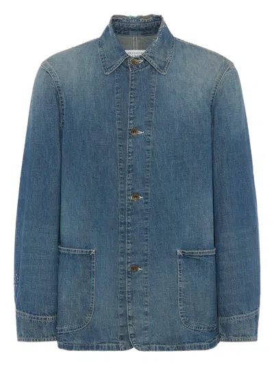 Maison Margiela Button-up Cotton Jacket In Blue