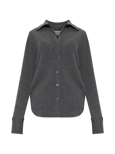Maison Margiela Button-up Curved-hem Shirt In Multi