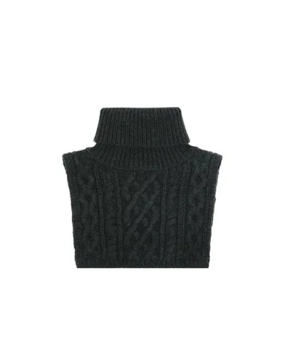 Maison Margiela Cable-knit Roll-neck Scarf In Black