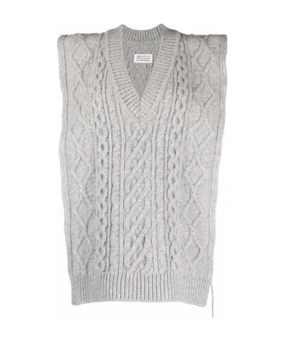 Maison Margiela Cable-knit Sleeveless Jumper In Gray