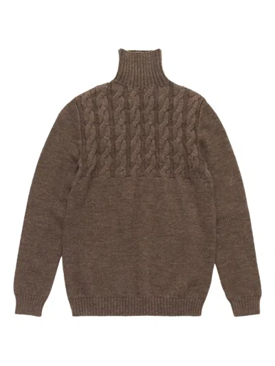 Maison Margiela Cable-knit Turtleneck Jumper In Brown