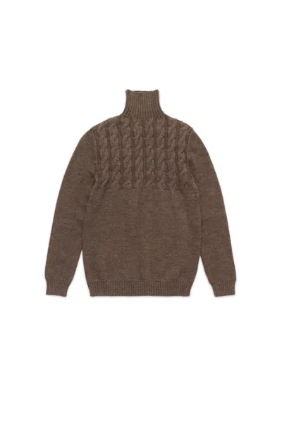 Maison Margiela Cable Knit Turtleneck Sweater Brown