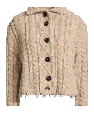 Maison Margiela Cable-knit Cardigan In Nude