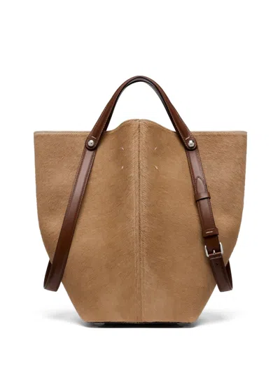 Maison Margiela Calf Hair Tote Bag In Brown