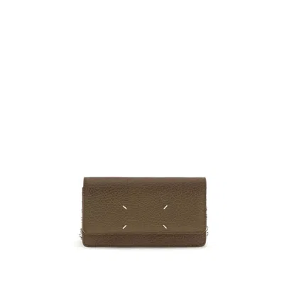 Maison Margiela Calf Leather With Embroidered Stitching Wallet In Brown