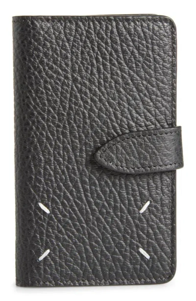Maison Margiela Calfskin Leather Snap Wallet In Black