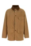 Maison Margiela Corduroy Collar Waxed Cotton Canvas Coat