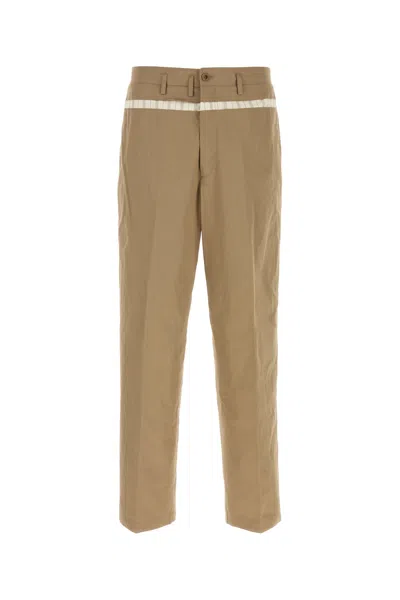 Maison Margiela Camel Cotton Pant In Brown