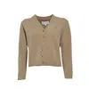 Maison Margiela Camel Lambswool Cardigan In Neutrals