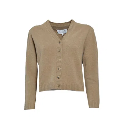 Maison Margiela Camel Lambswool Cardigan In Neutrals