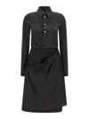 Maison Margiela Womens Melange Carbon Black Long-sleeve Contrast-skirt Virgin-wool Midi Dress In Animal Print