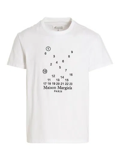 Maison Margiela Logo Embroidery T-shirt In Blanco