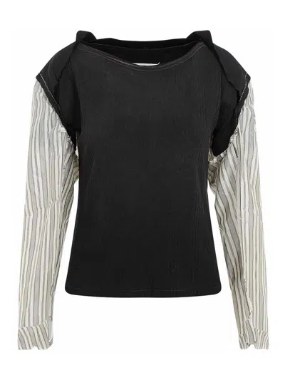Maison Margiela Woman Top Charcoal Size M Cotton In Black