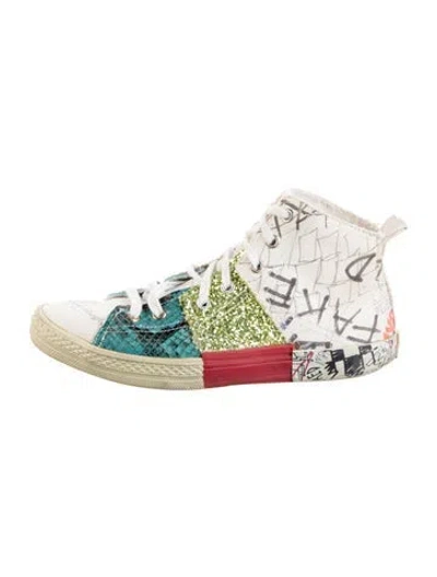 Pre-owned Maison Margiela Canvas Colorblock Pattern Sneakers In Multi