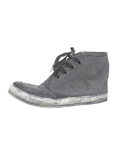 Pre-owned Maison Margiela Canvas Lace-up Boots In Gray