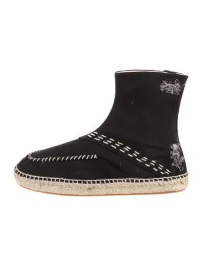 Pre-owned Maison Margiela Canvas Patterned Espadrille Sneakers In Black