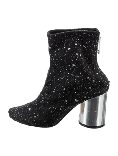 Pre-owned Maison Margiela Canvas Printed Boots In Black