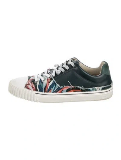 Pre-owned Maison Margiela Canvas Printed Sneakers In Blue