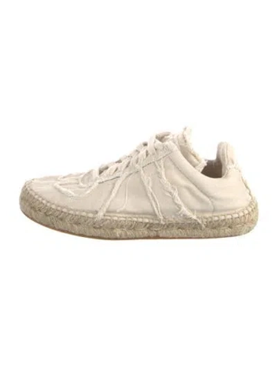 Pre-owned Maison Margiela Canvas Raw-edge Trim Espadrille Sneakers In Neutral
