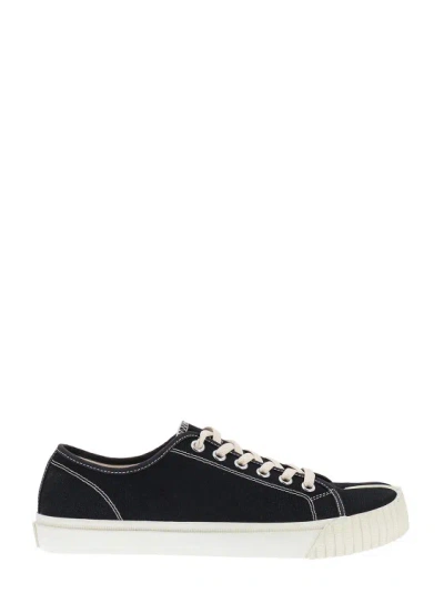 Maison Margiela Canvas Sneakers With Iconic Tabi Toe In Black