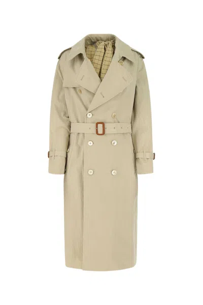 Maison Margiela Cappuccino Cotton Blend Trench Coat In Brown