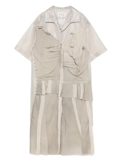 Maison Margiela Cappuccino Mesh Shirt Dress In Neutral
