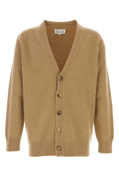Maison Margiela Cappuccino Wool Cardigan In Beige