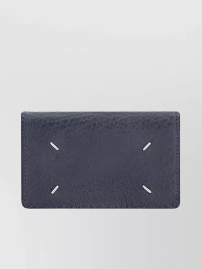 Maison Margiela Card Case Leather Contrasting Stitching In Black